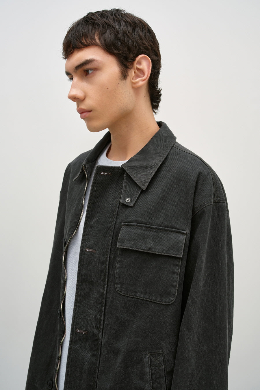 Insilence - Vintage Washed Deck Jacket v2 (Dark Grey) product image 4 | TRAB K-Fashion Australia