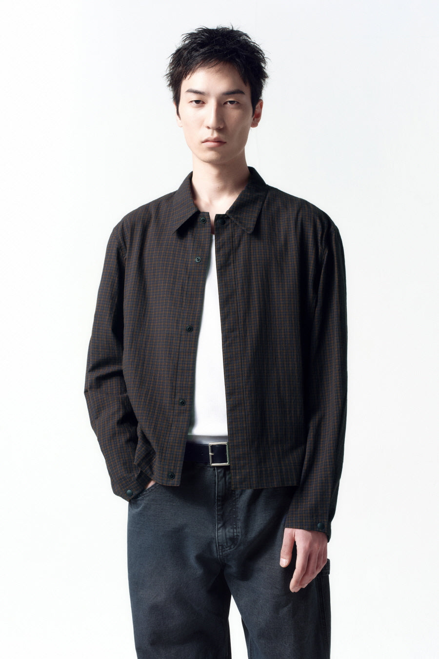 Insilence - Compact Crop Jacket (Brown Check) product image 2 | TRAB K-Fashion Australia