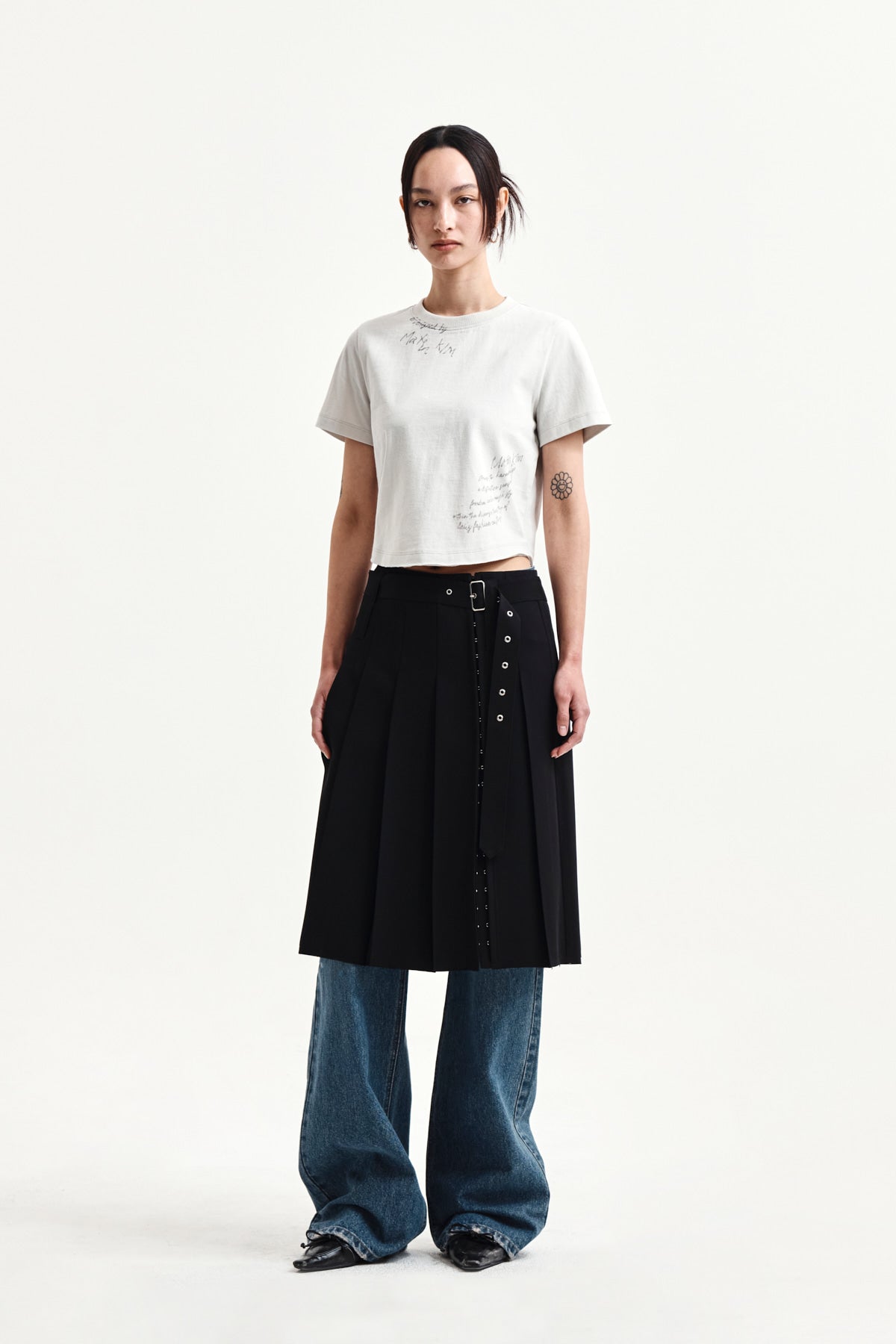 Matin Kim - Graffiti Round Hem Crop Top (Cream) product image 8 | TRAB K-Fashion Australia