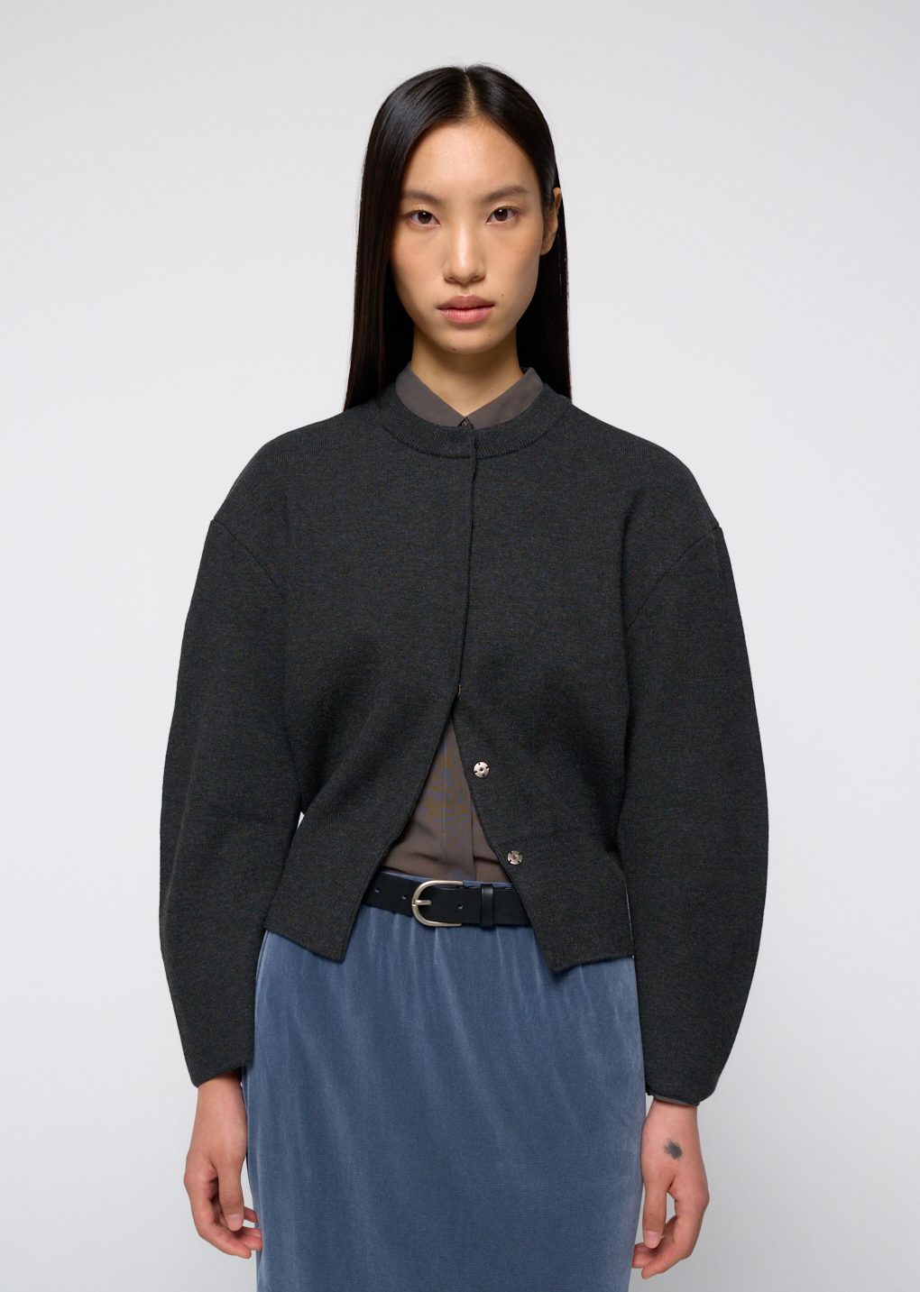 Amomento - Rounded sleeve cardigan (Charcoal) product image 5 | TRAB K-Fashion Australia