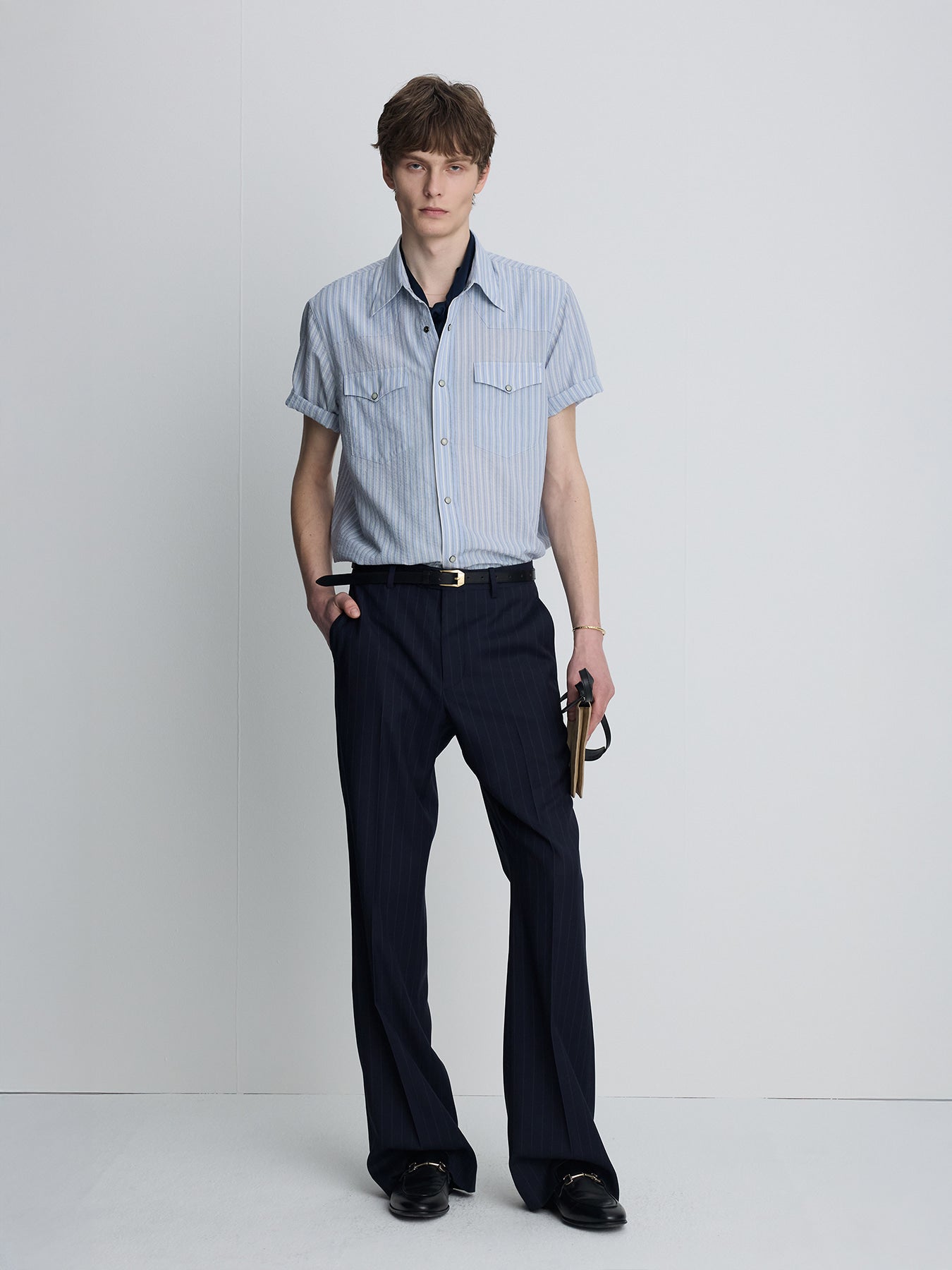 Tonywack - Striped Cotton Blend Western Shirt (Sky Blue) product image 2 | TRAB K-Fashion Australia