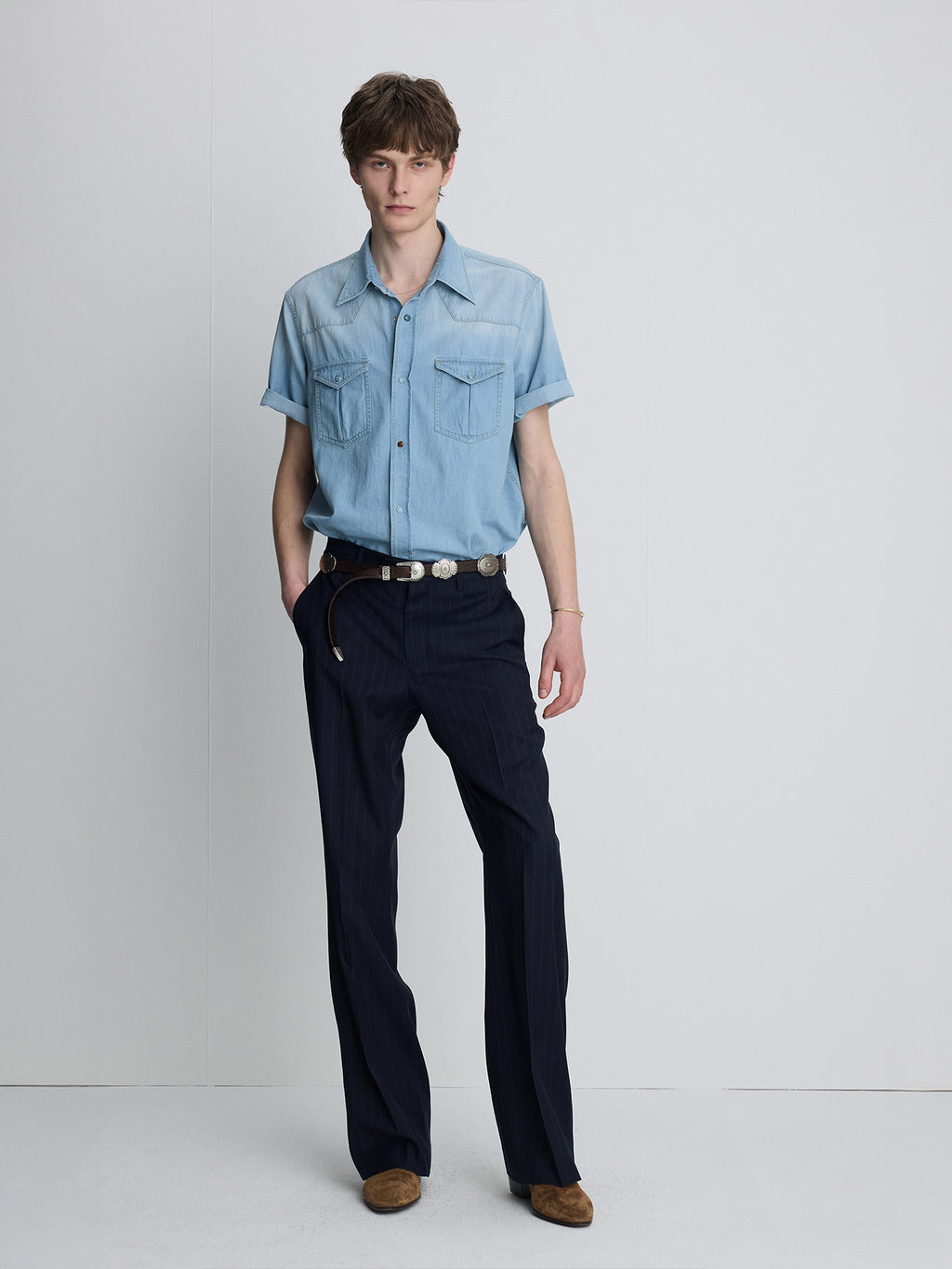 Tonywack - Vintage Denim Western Shirt (Light Washed Blue) product image 2 | TRAB K-Fashion Australia