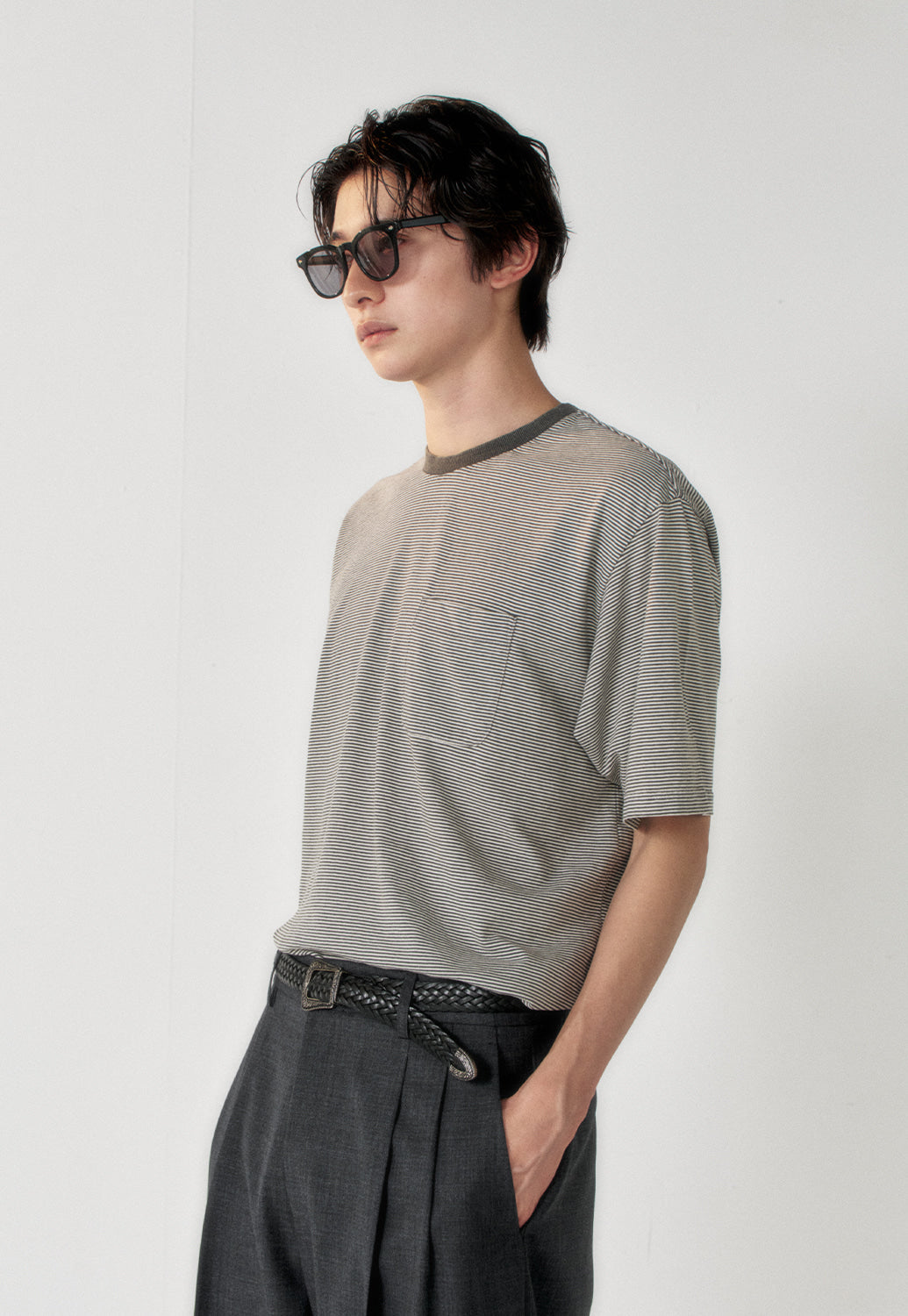 Art if acts - Washed Stripe Pocket S/S Tee (Charcoal) product image 4 | TRAB K-Fashion Australia