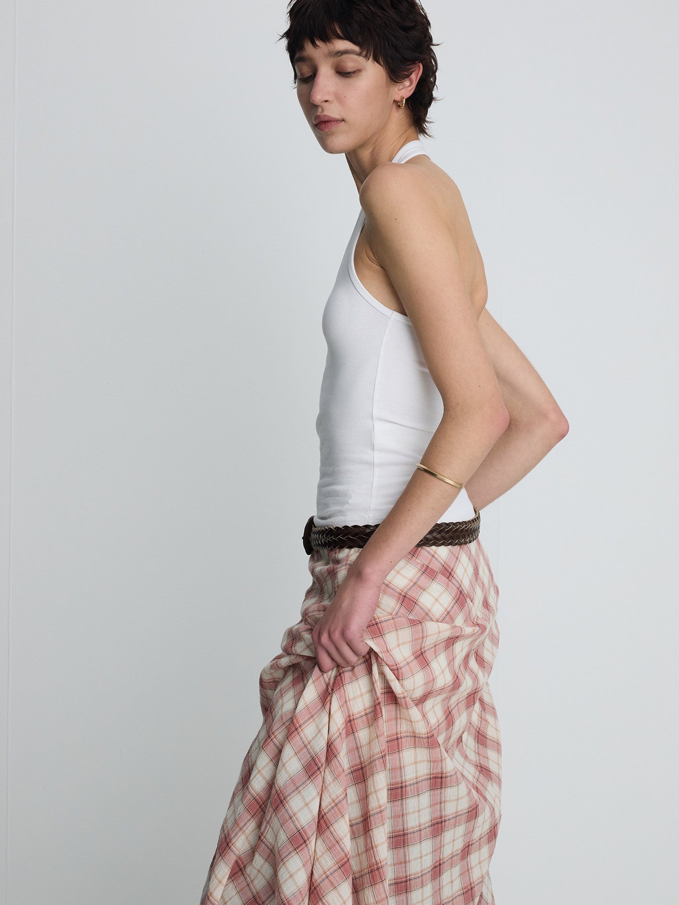 Tonywack - Cotton Check Patchwork Skirt (Pink Check) product image 4 | TRAB K-Fashion Australia