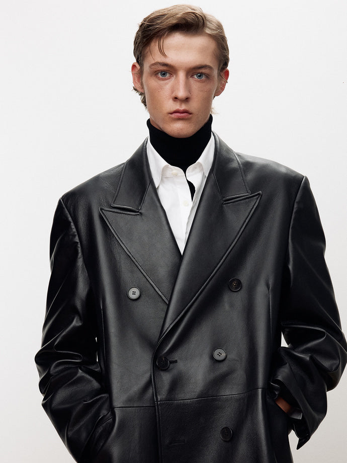 Tonywack - Nappa Leather Double-Breasted Coat (Black) product image 10 | TRAB K-Fashion Australia