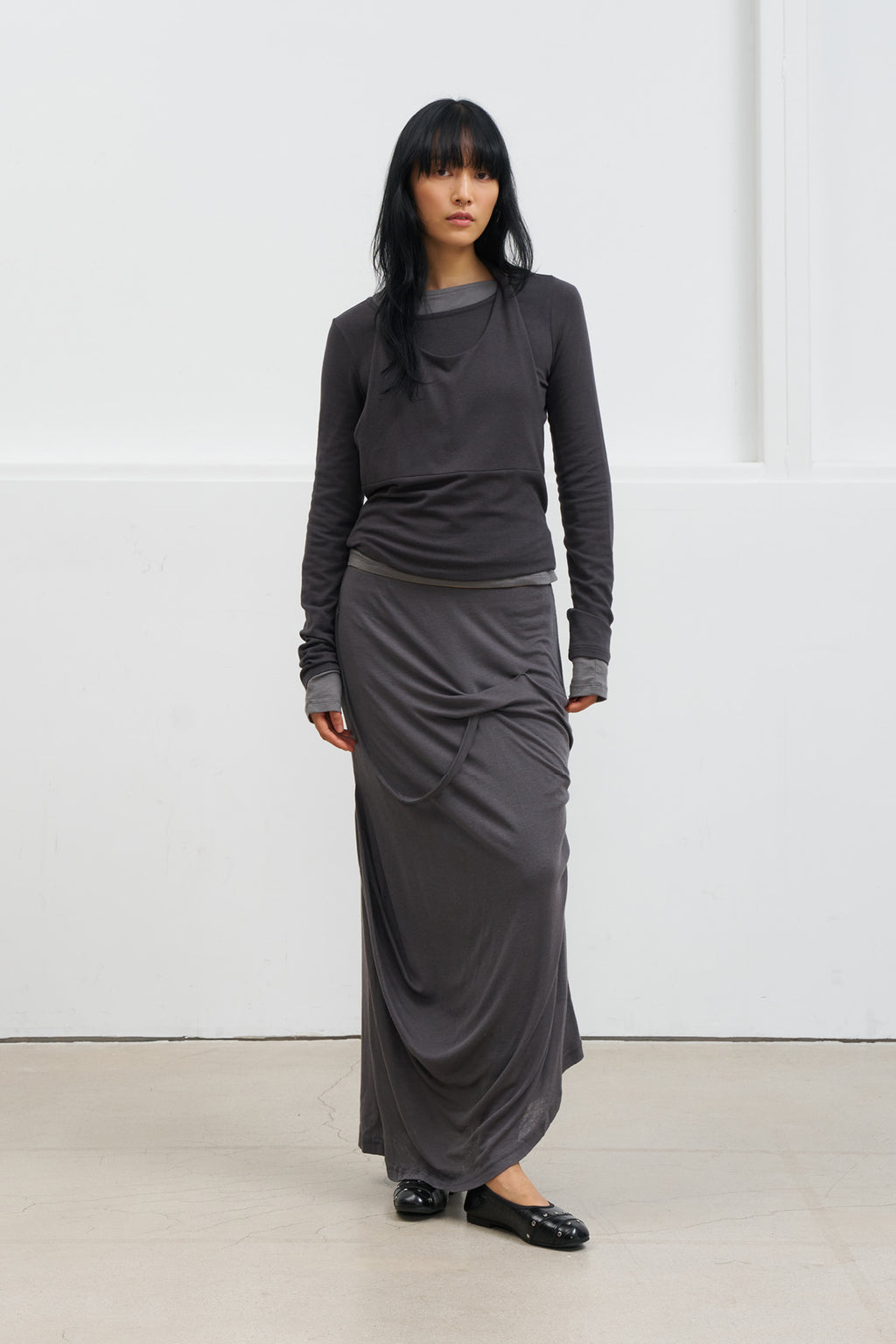 Deinet - Layered Halter Neck Long Sleeve (Charcoal) product image 4 | TRAB K-Fashion Australia
