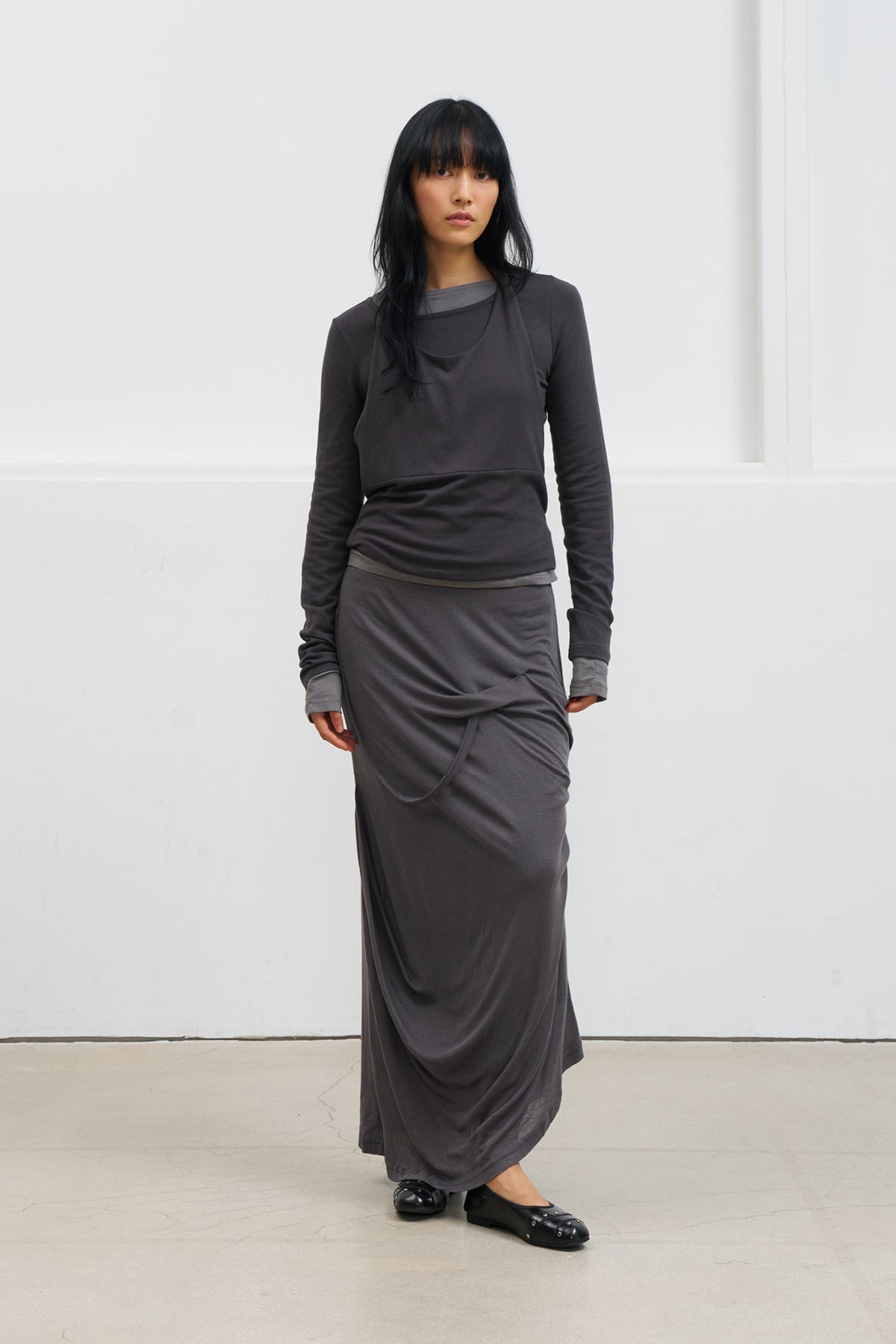 Deinet - Layered Halter Neck Long Sleeve (Charcoal) product image 4 | TRAB K-Fashion Australia