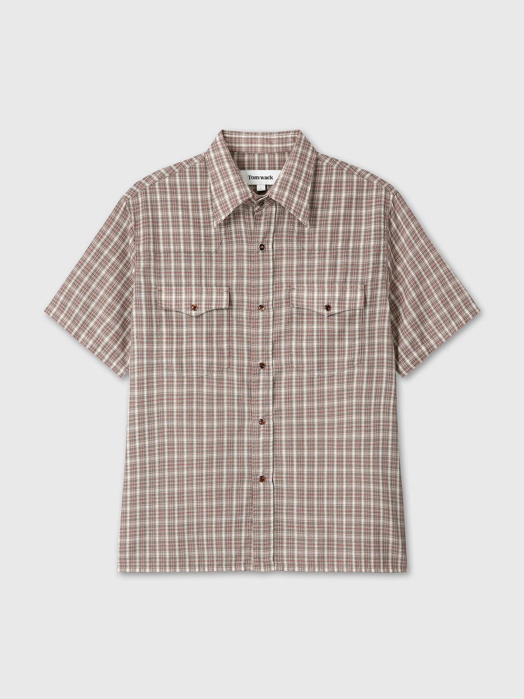 Tonywack - Checked Cotton Blend Western Shirt (Taupe/Amber) product image 11 | TRAB K-Fashion Australia