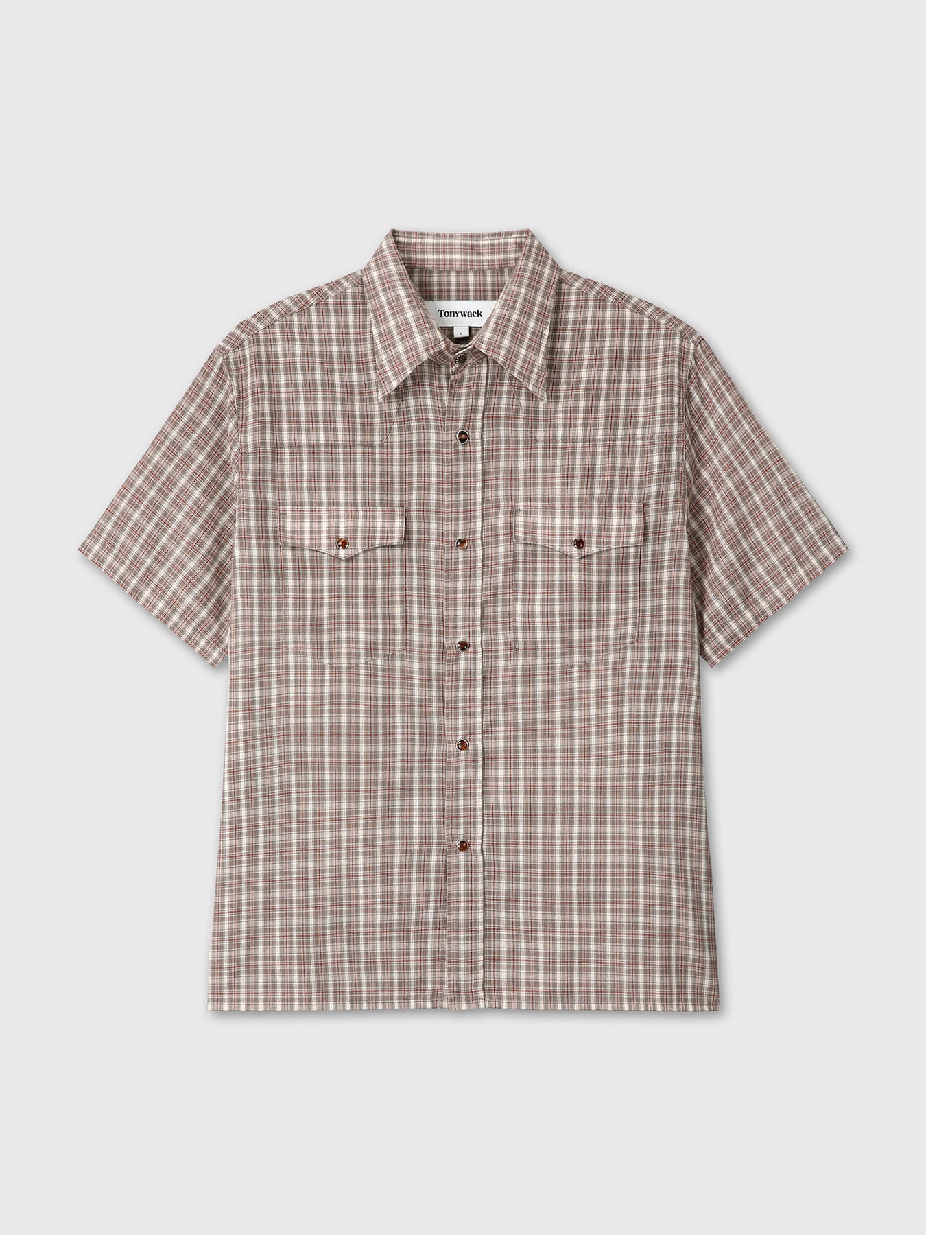 Tonywack - Checked Cotton Blend Western Shirt (Taupe/Amber) product image 11 | TRAB K-Fashion Australia