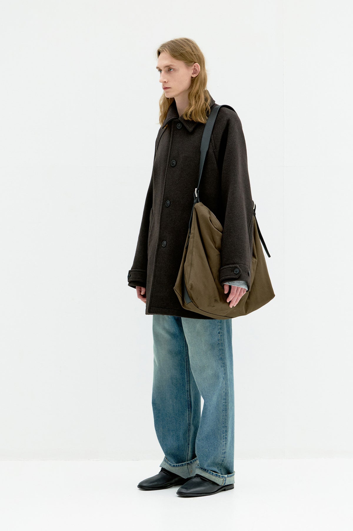 Coor - Fake Leather Trim Bellandi Half Coat (Melange Brown) product image 3 | TRAB K-Fashion Australia