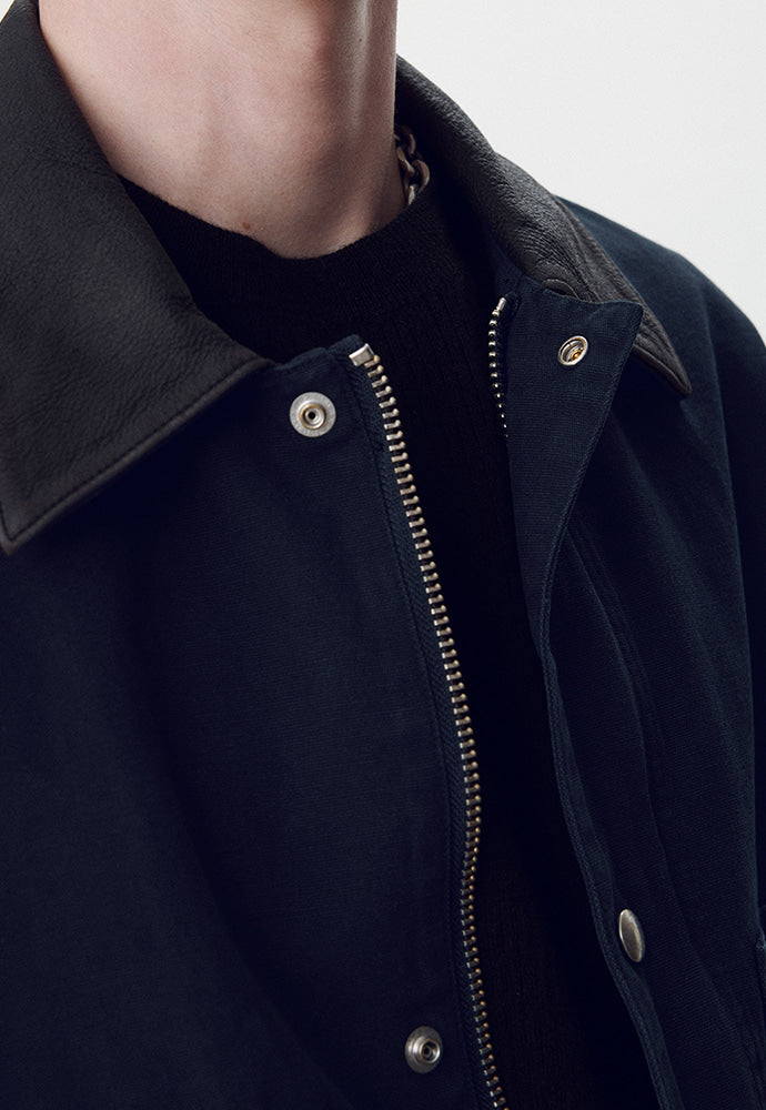 Tonywack - Leather Collar Garment-Washed Chore Jacket (Navy) product image 7 | TRAB K-Fashion Australia