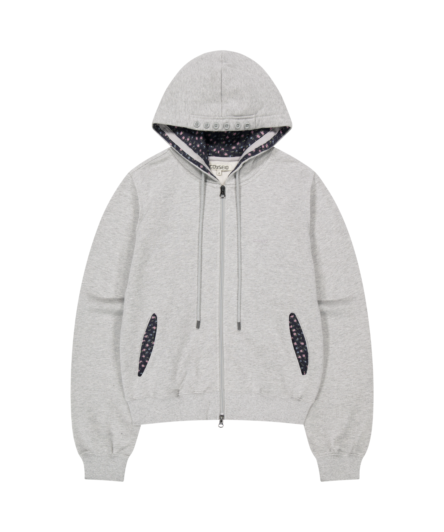 Coyseio - Flower Point Zip-Up Hoodie (Melange Grey) product image 1 | TRAB K-Fashion Australia