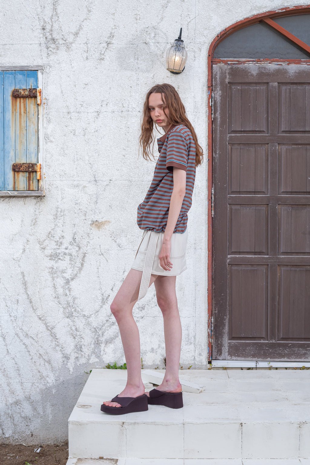Matin Kim - Stitch Point Belted Wrap Skirt (Light Beige) product image 10 | TRAB K-Fashion Australia