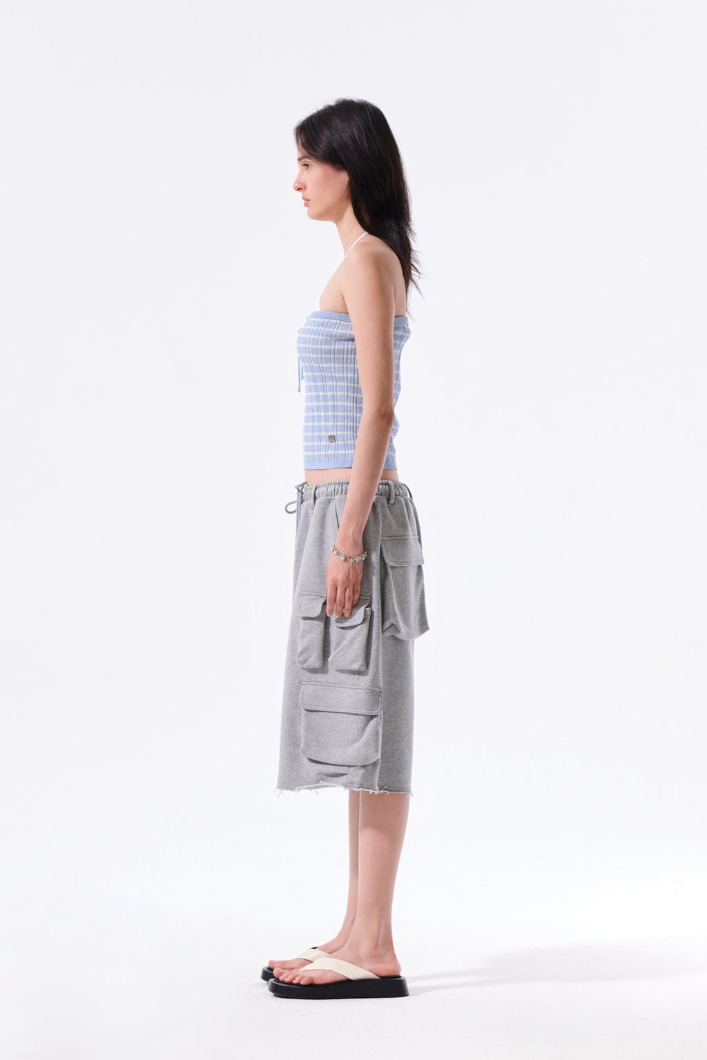 Matin Kim - Stripe Knit Tube Top (Light Blue) product image 6 | TRAB K-Fashion Australia