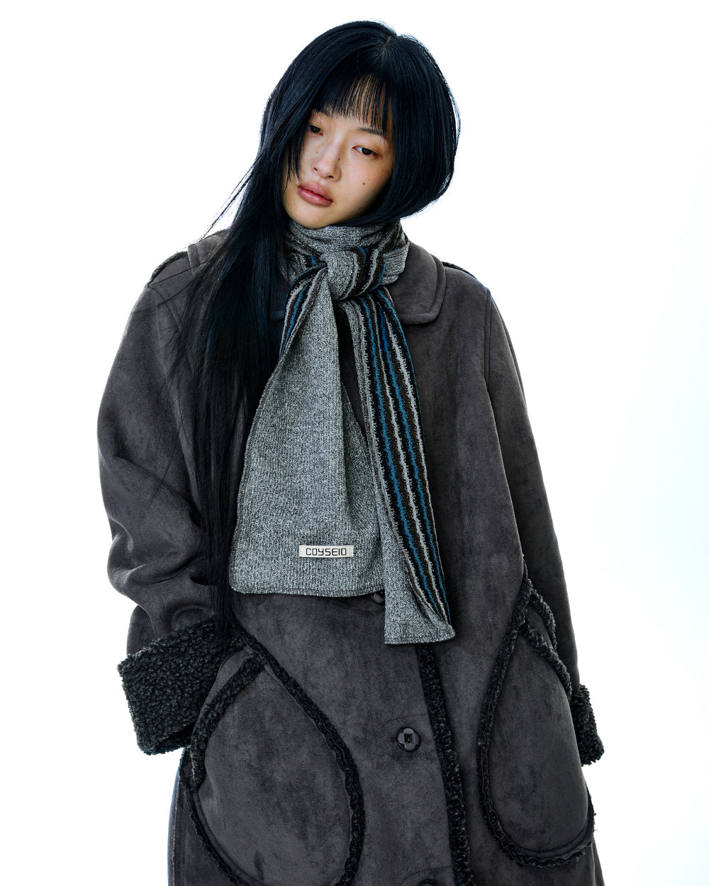 Coyseio - Round Collar Suede Jacket (Charcoal) product image 5 | TRAB K-Fashion Australia