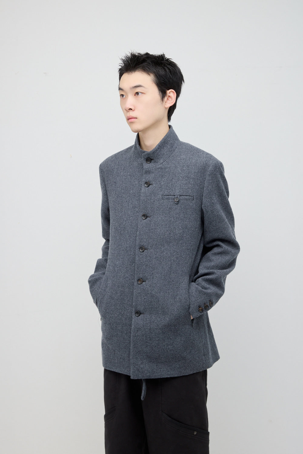 Hatchingroom - Stand Collar Coat (Charcoal) product image 7 | TRAB K-Fashion Australia