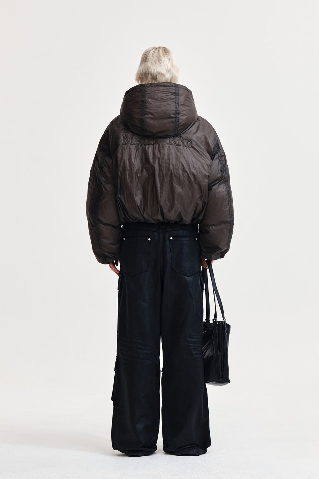 Matin Kim - Back Logo Hoody Short Down Jumper (Charcoal) product image 7 | TRAB K-Fashion Australia