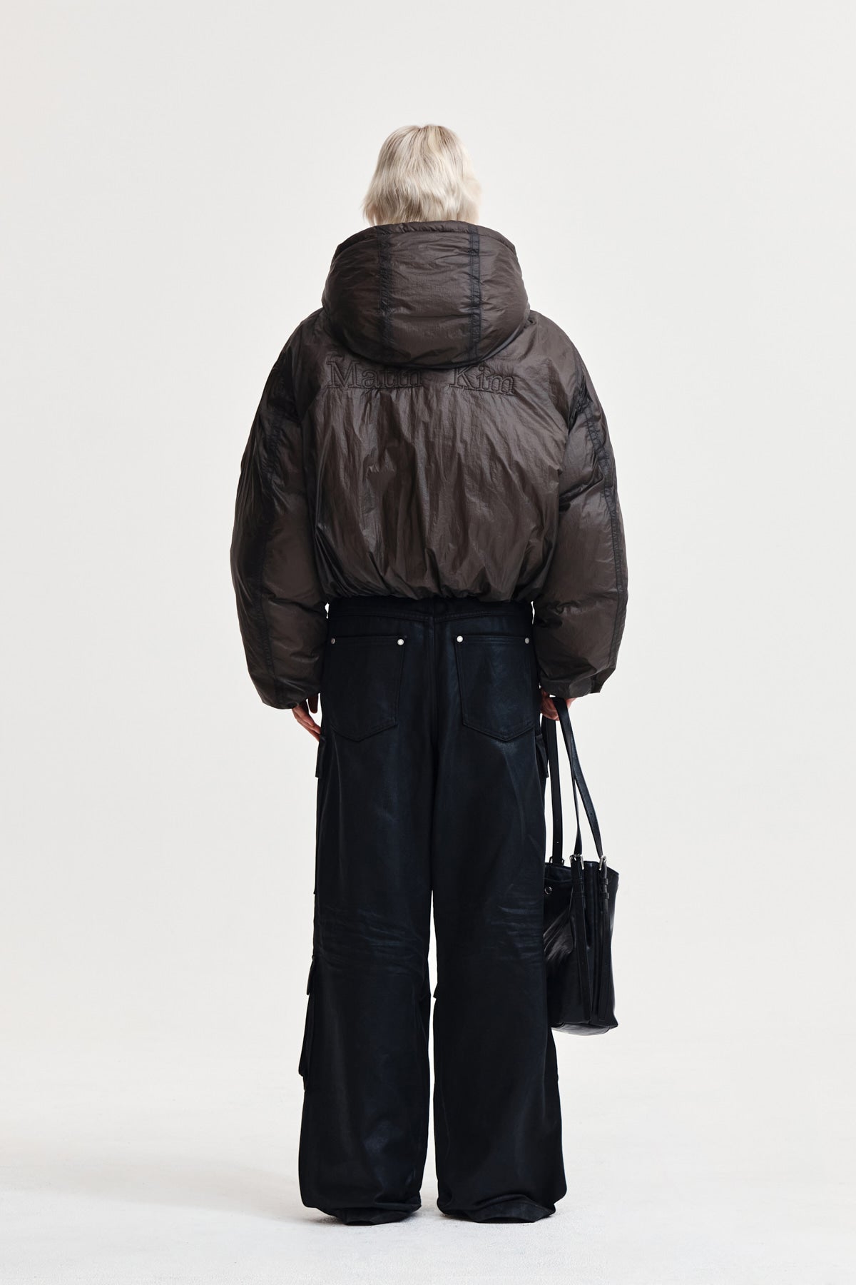 Matin Kim - Back Logo Hoody Short Down Jumper (Charcoal) product image 7 | TRAB K-Fashion Australia