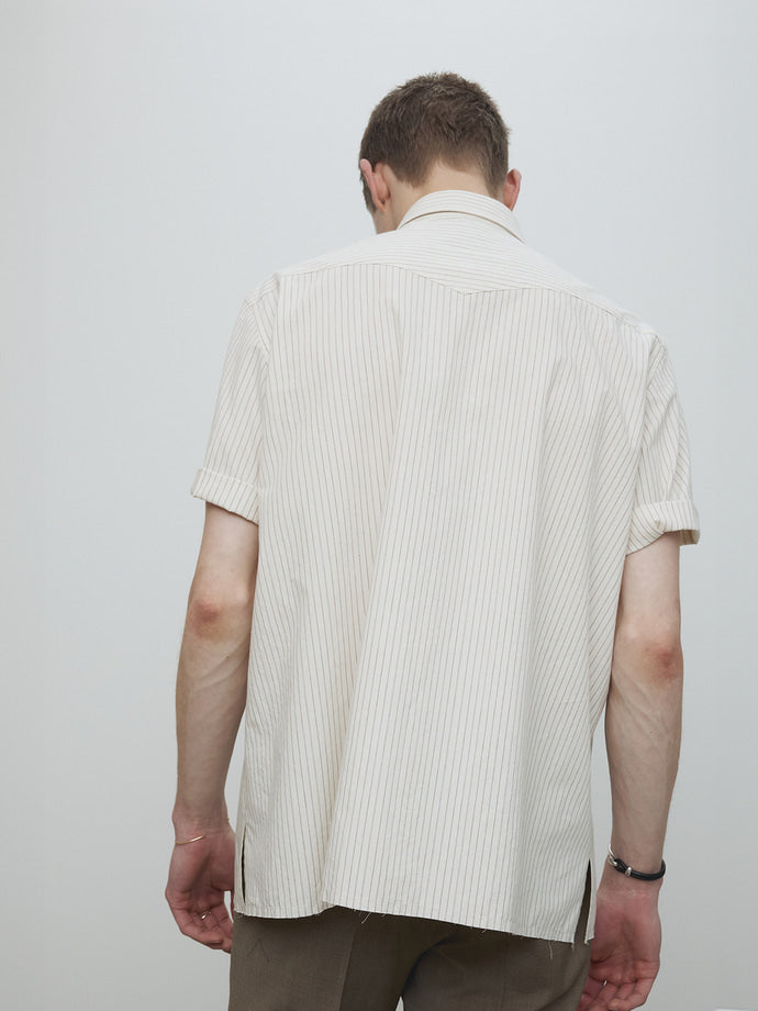 Tonywack - Raw-Cut Stripe Check Shirt (Ivory) product image 7 | TRAB K-Fashion Australia