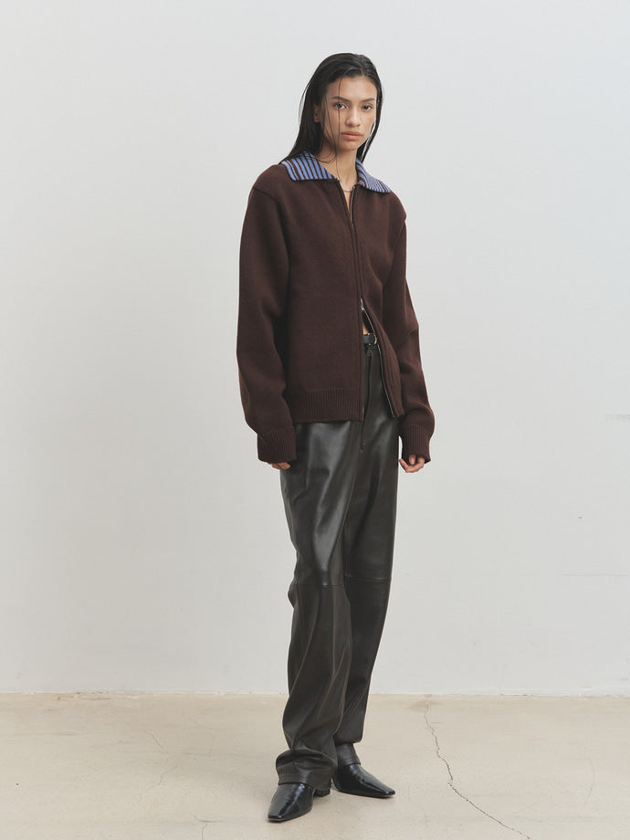 Tonywack - Contrast Collar Full-Zip Blouson (Brown) product image 3 | TRAB K-Fashion Australia
