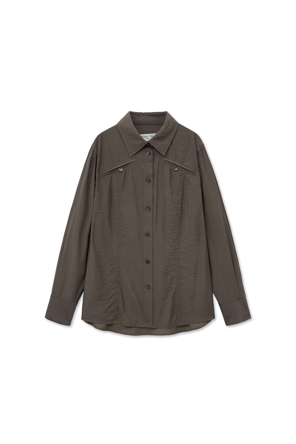 Matin Kim - Pocket Line Point Shirt (Brown) product image 1 | TRAB K-Fashion Australia