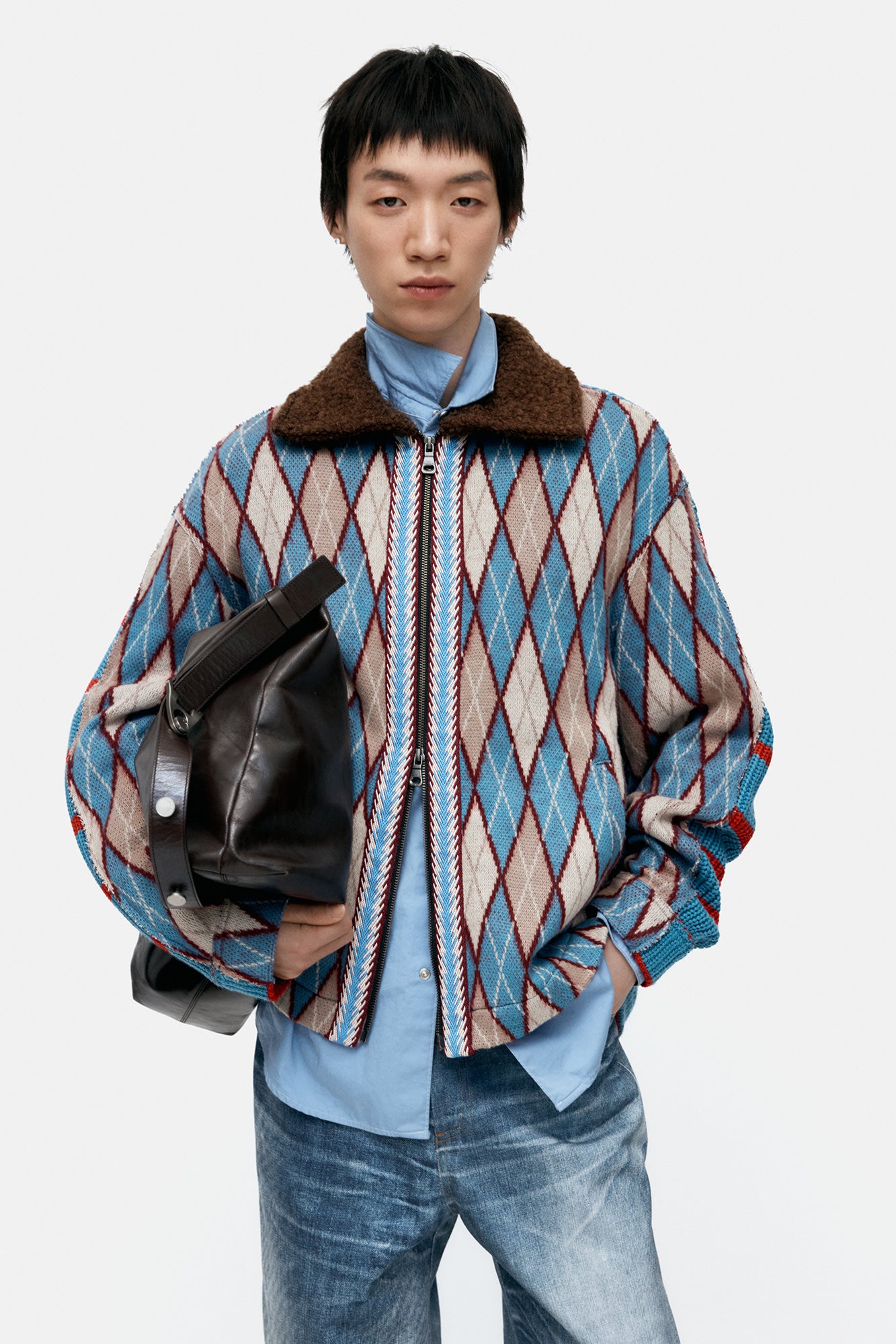 Andersson Bell - Argyle & Stripe Half Zip-Up Cardigan (Multi) product image 4 | TRAB K-Fashion Australia