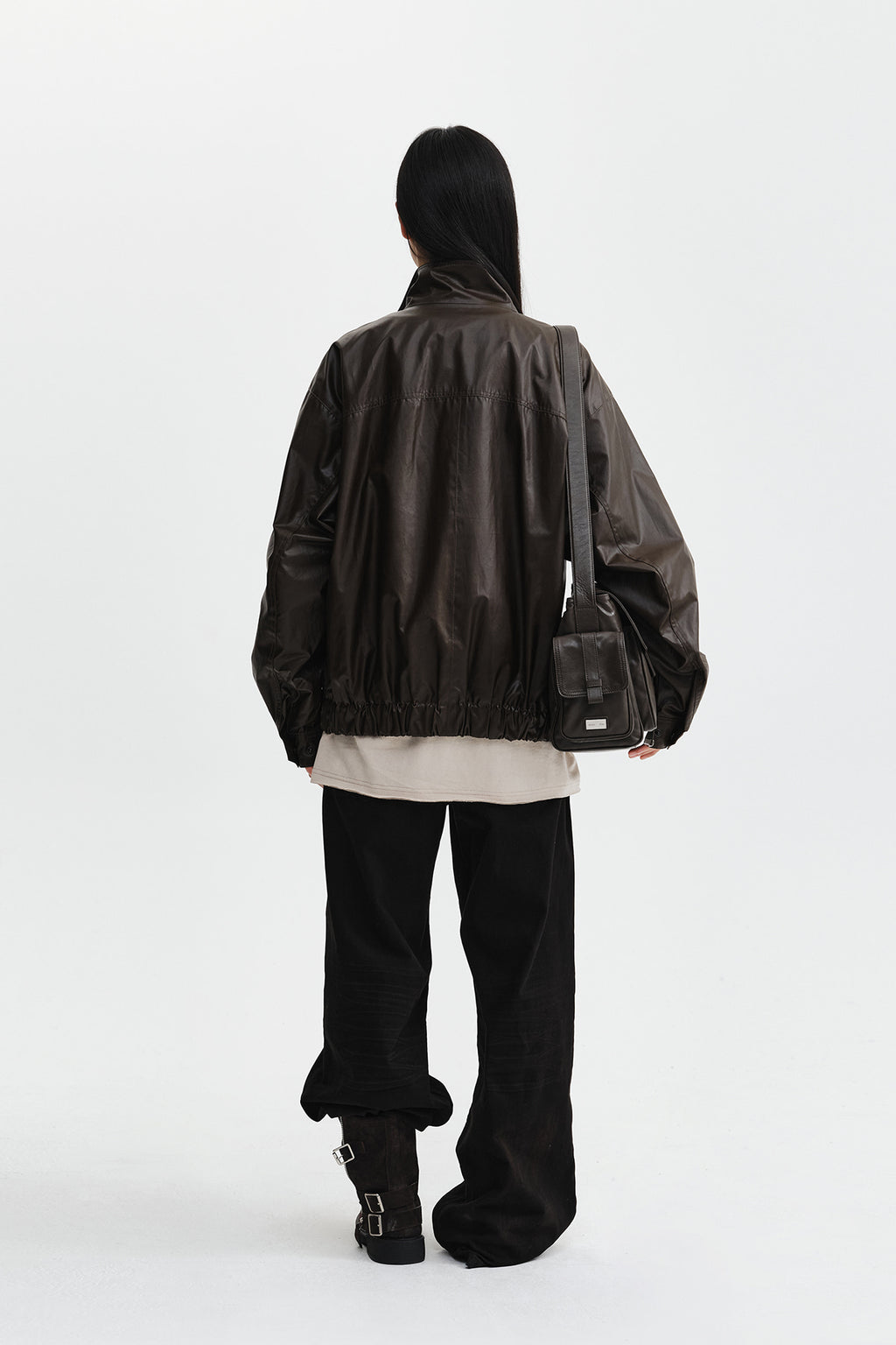 Matin Kim - Waxed High Neck Jumper (Brown) product image 9 | TRAB K-Fashion Australia