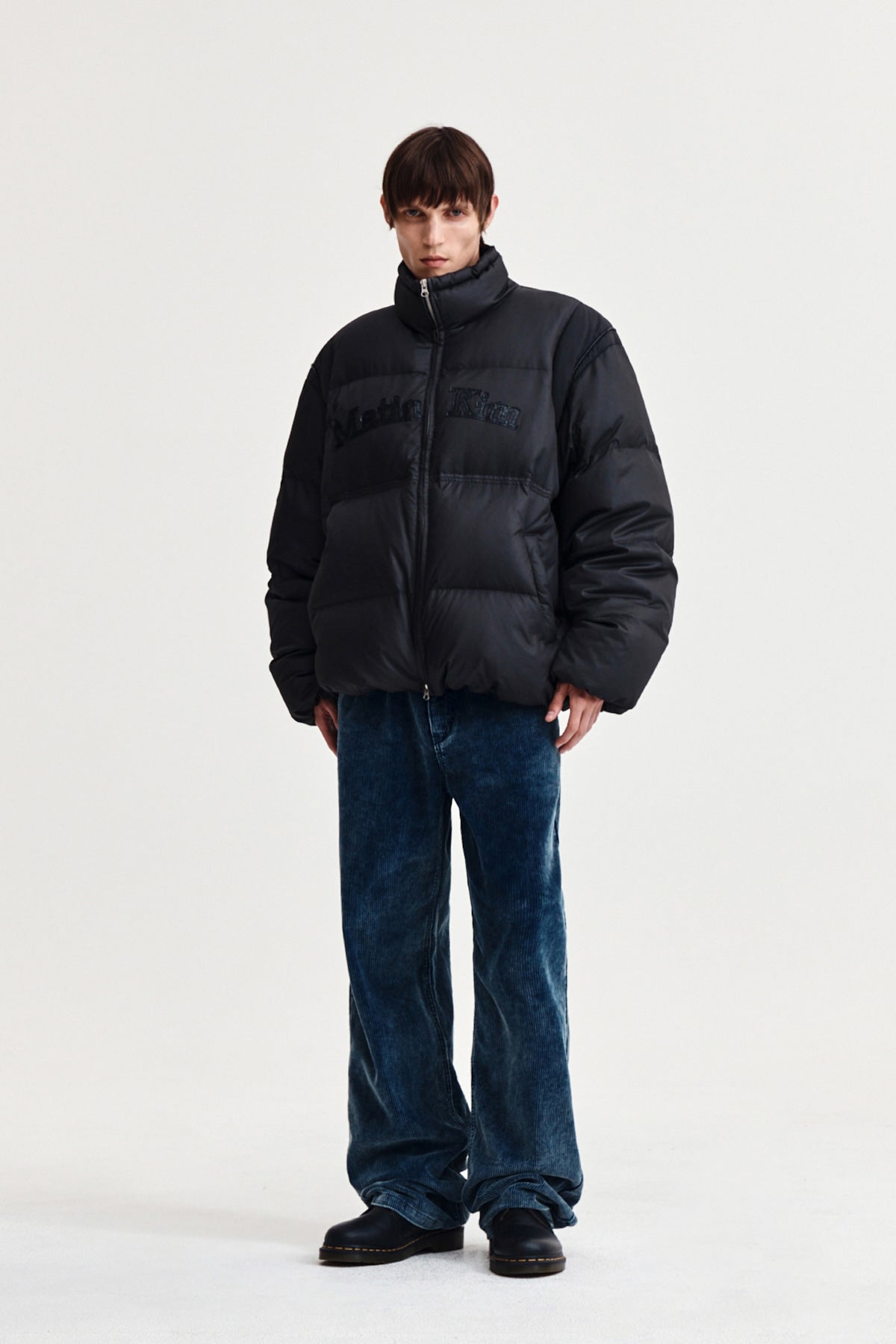 Matin Kim - Logo Applique Glossy Down Jumper (Charcoal) product image 9 | TRAB K-Fashion Australia