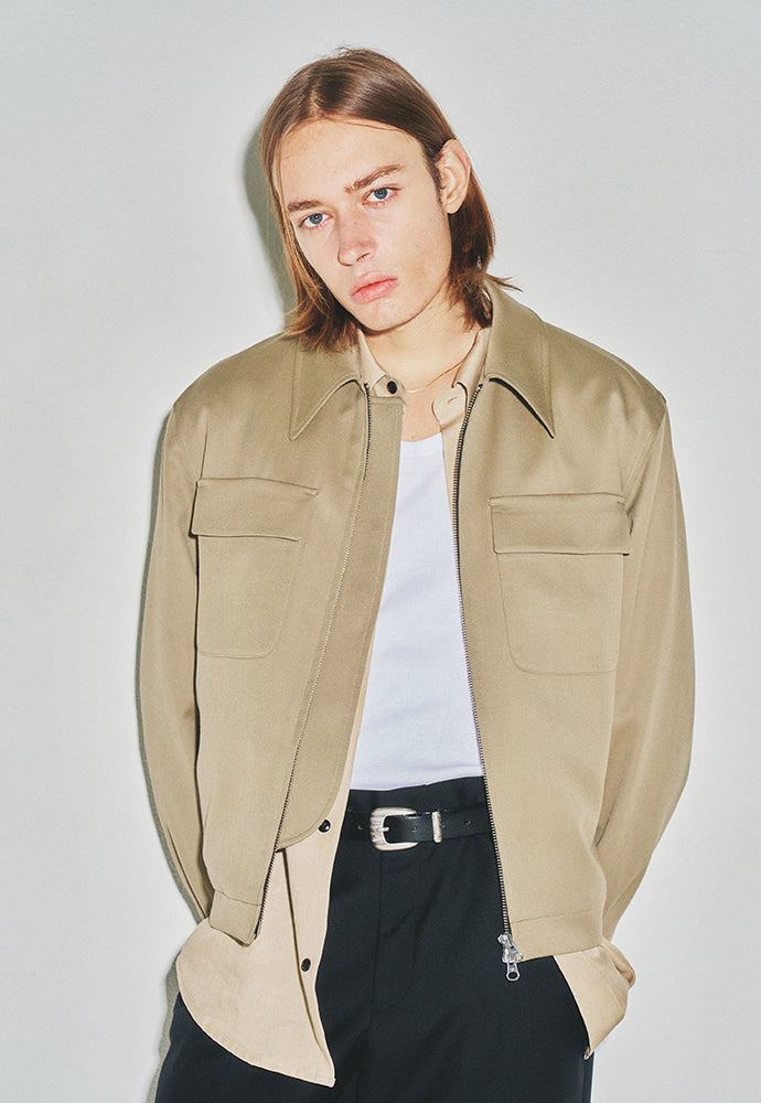 Tonywack - Super Fine Wool Double Pocket Zip Blouson (Beige) product image 6 | TRAB K-Fashion Australia