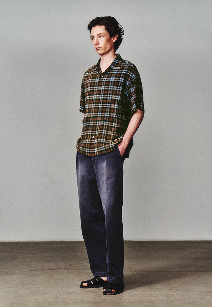 Art if acts - Check Two Pocket Half Shirt (Blue/Brown) product image 2 | TRAB K-Fashion Australia