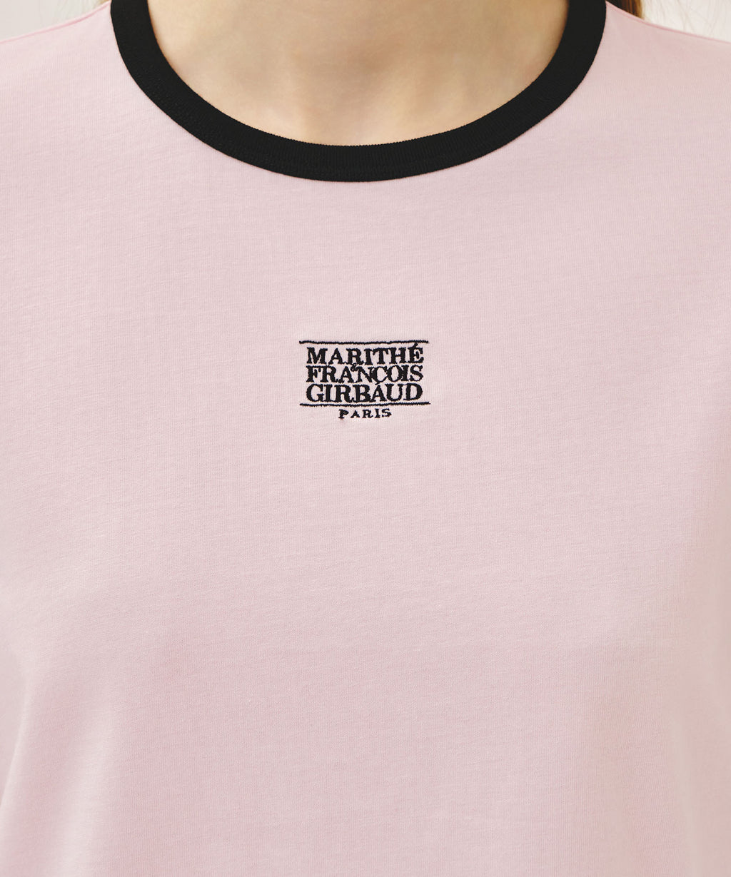 Marithe & Francois Girbaud - Classic Logo Ringer Tee (Light Pink) product image 4 | TRAB K-Fashion Australia