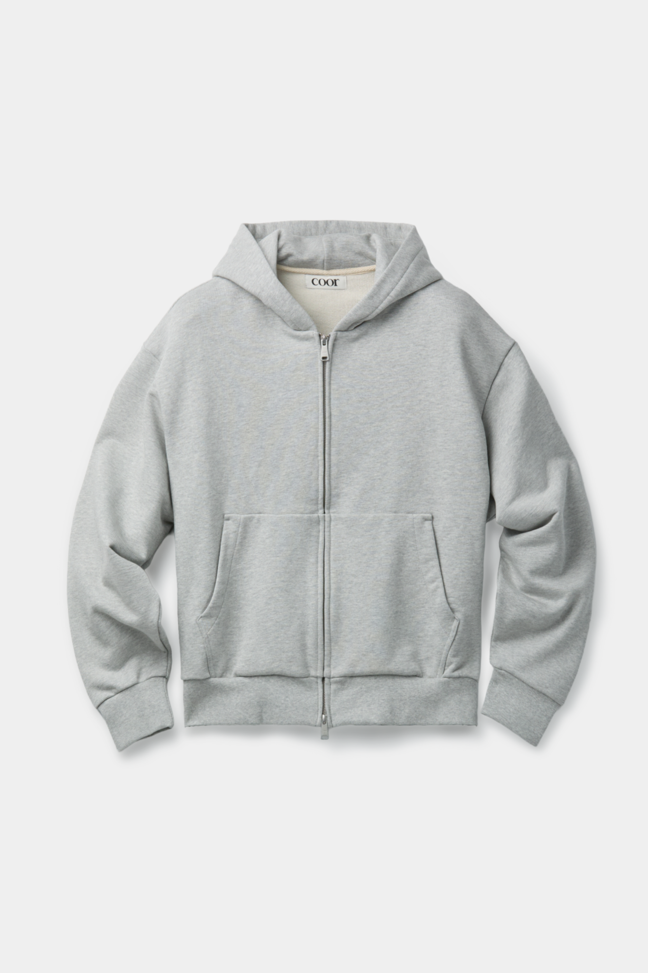 Coor - Minimal Cotton Hooded Zip Jumper (Melange Gray) product image 1 | TRAB K-Fashion Australia