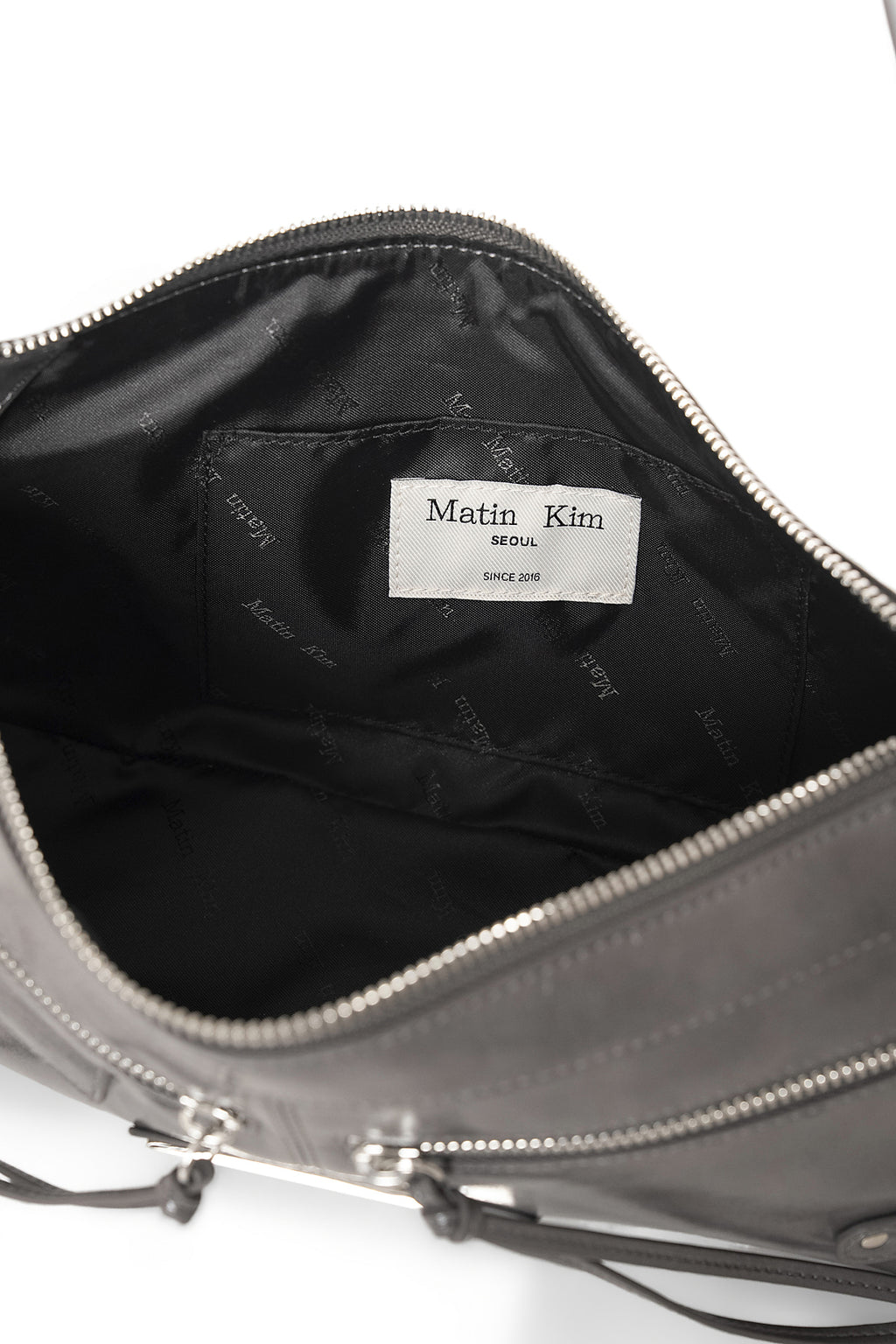 Matin Kim - Side Buckle Biker Shoulder Bag (Charcoal) product image 4 | TRAB K-Fashion Australia