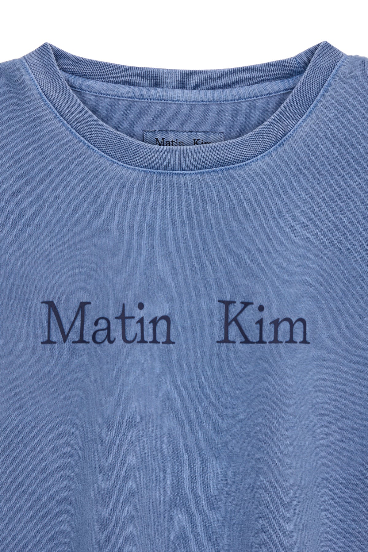 Matin Kim - [Pre-Order – Ships June 24] Pigment Logo Crop Top (Powder Blue) product image 3 | TRAB K-Fashion Australia