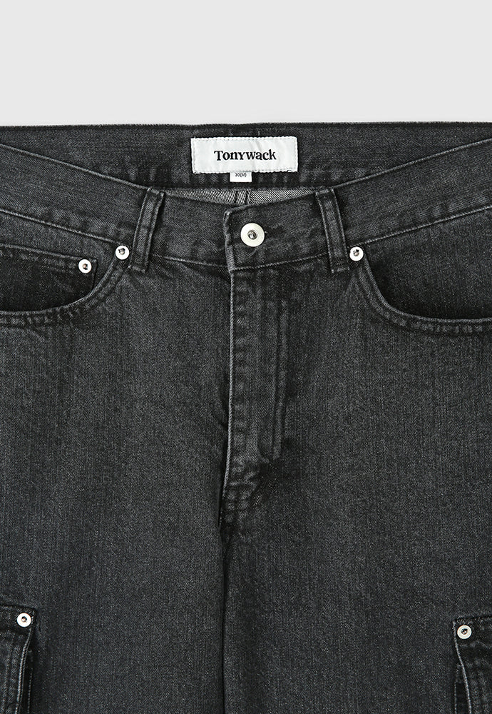 Tonywack - Relaxed Cut Denim Cargo Jeans (Faded Black) product image 9 | TRAB K-Fashion Australia
