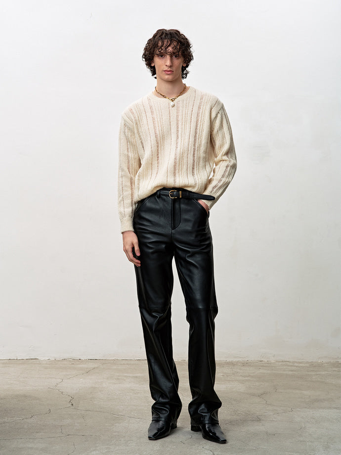 Tonywack - Kid Mohair Distressed Ribbed Sweater (Ecru) product image 2 | TRAB K-Fashion Australia