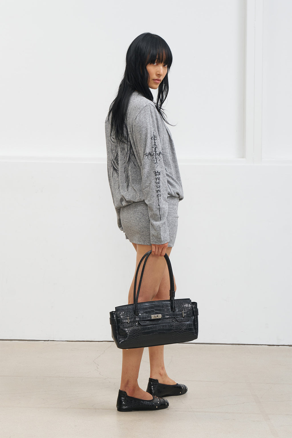 Deinet - Angel Off-Shoulder Dress (Melange Grey) product image 4 | TRAB K-Fashion Australia