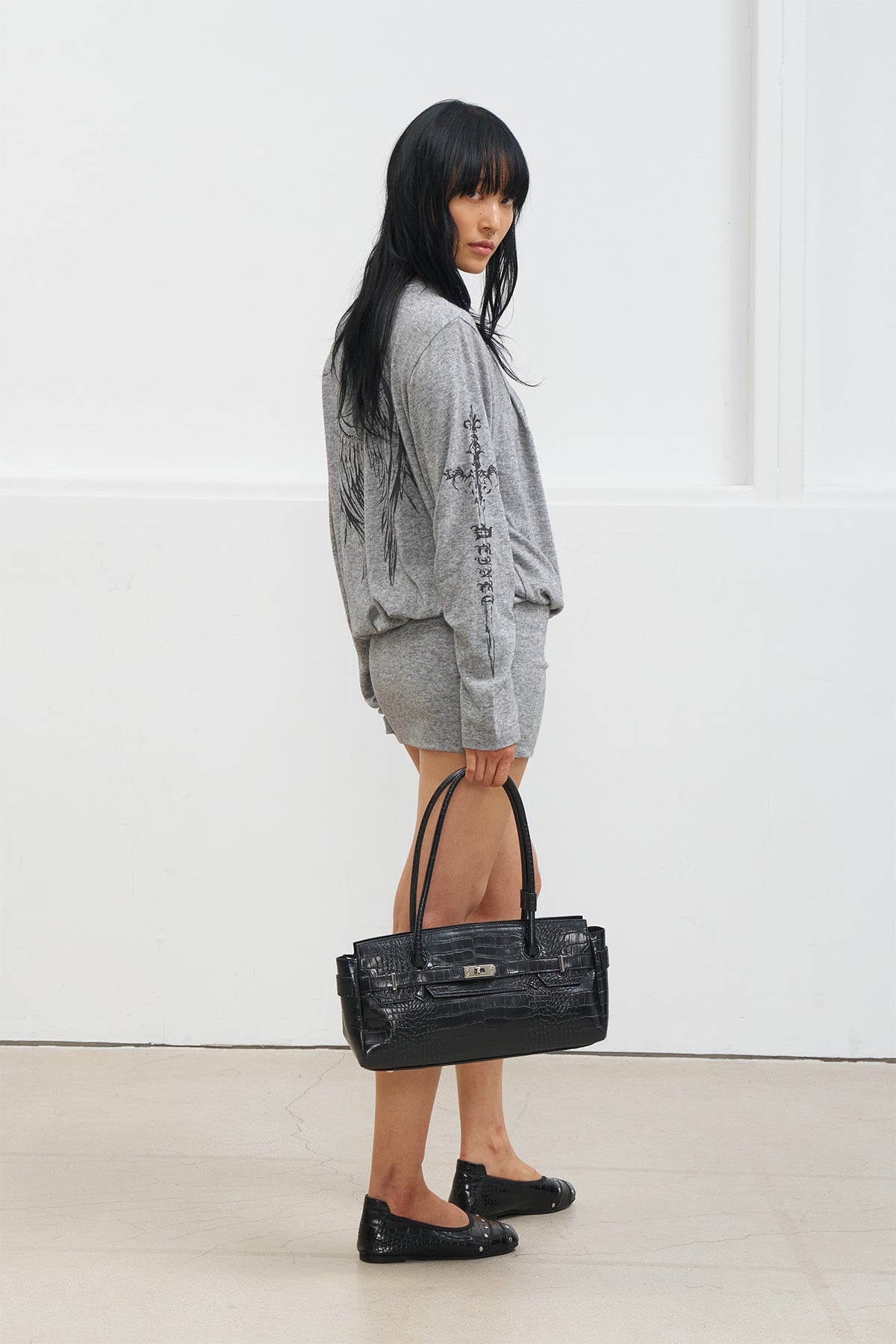 Deinet - Angel Off-Shoulder Dress (Melange Grey) product image 4 | TRAB K-Fashion Australia