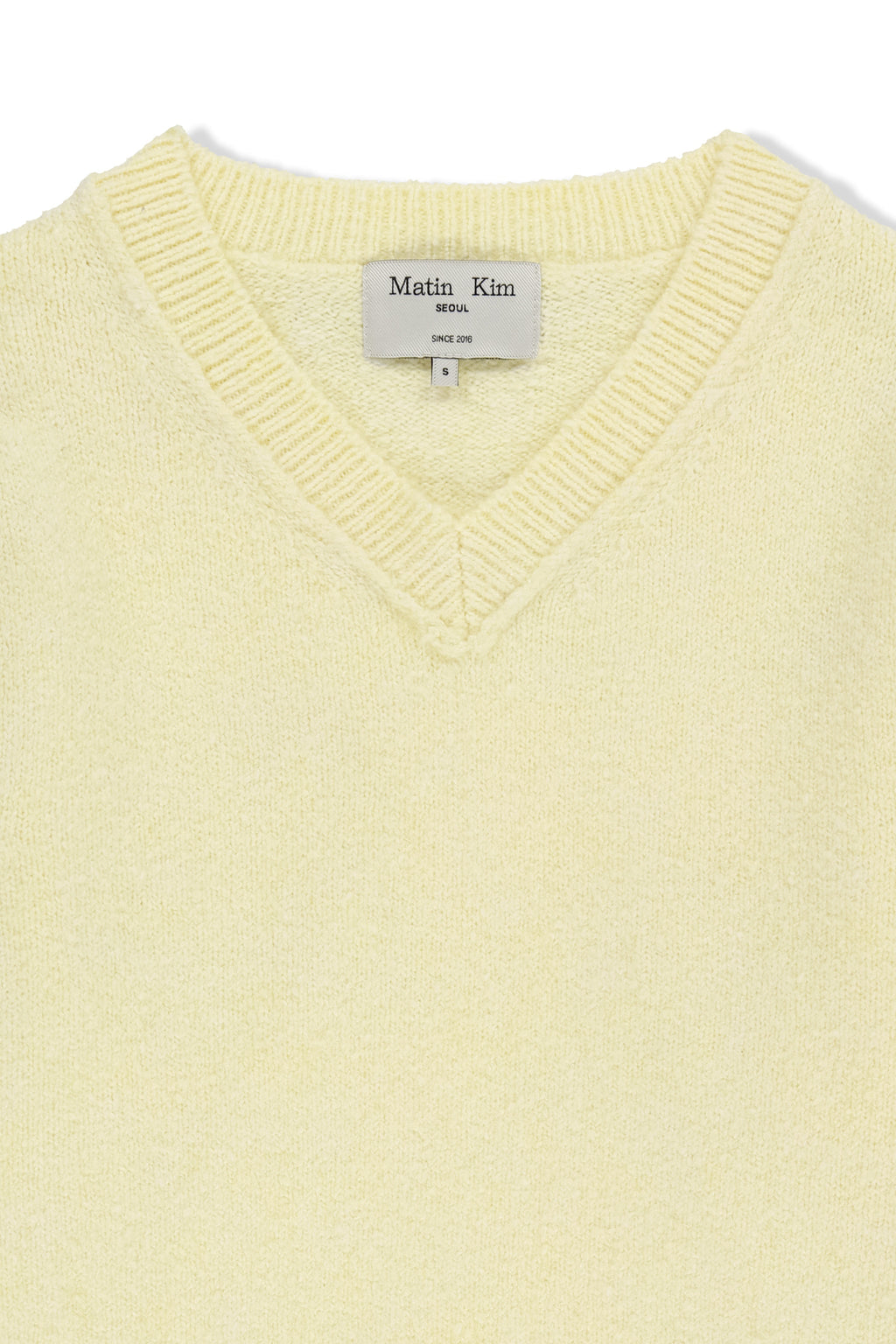Matin Kim - Distressed Hem V Neck Knit Pullover (Light Yellow) product image 3 | TRAB K-Fashion Australia