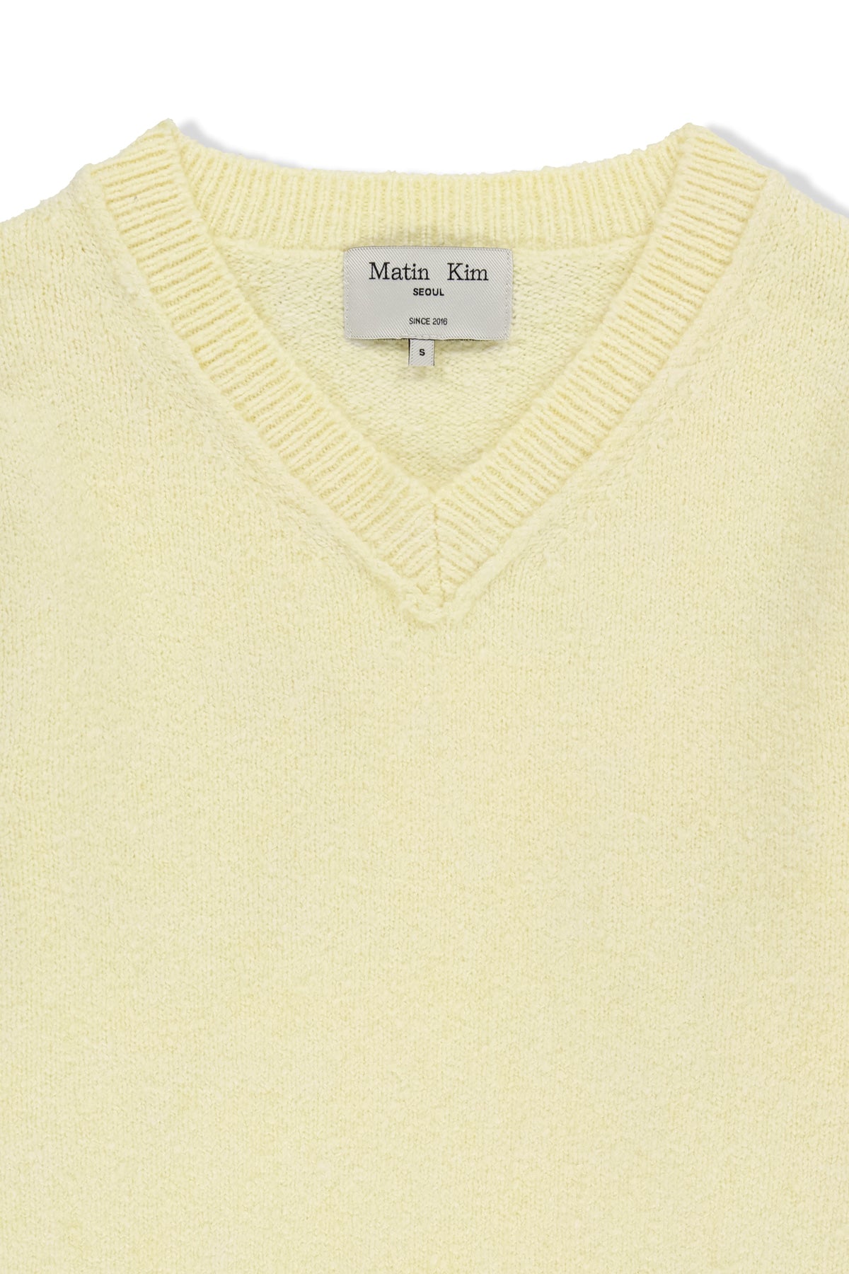 Matin Kim - Distressed Hem V Neck Knit Pullover (Light Yellow) product image 3 | TRAB K-Fashion Australia