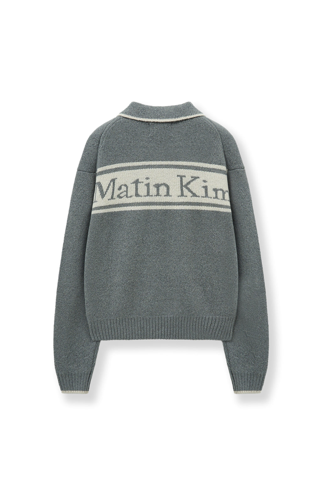Matin Kim - Back Logo Collar Knit Top (Grey) product image 3 | TRAB K-Fashion Australia