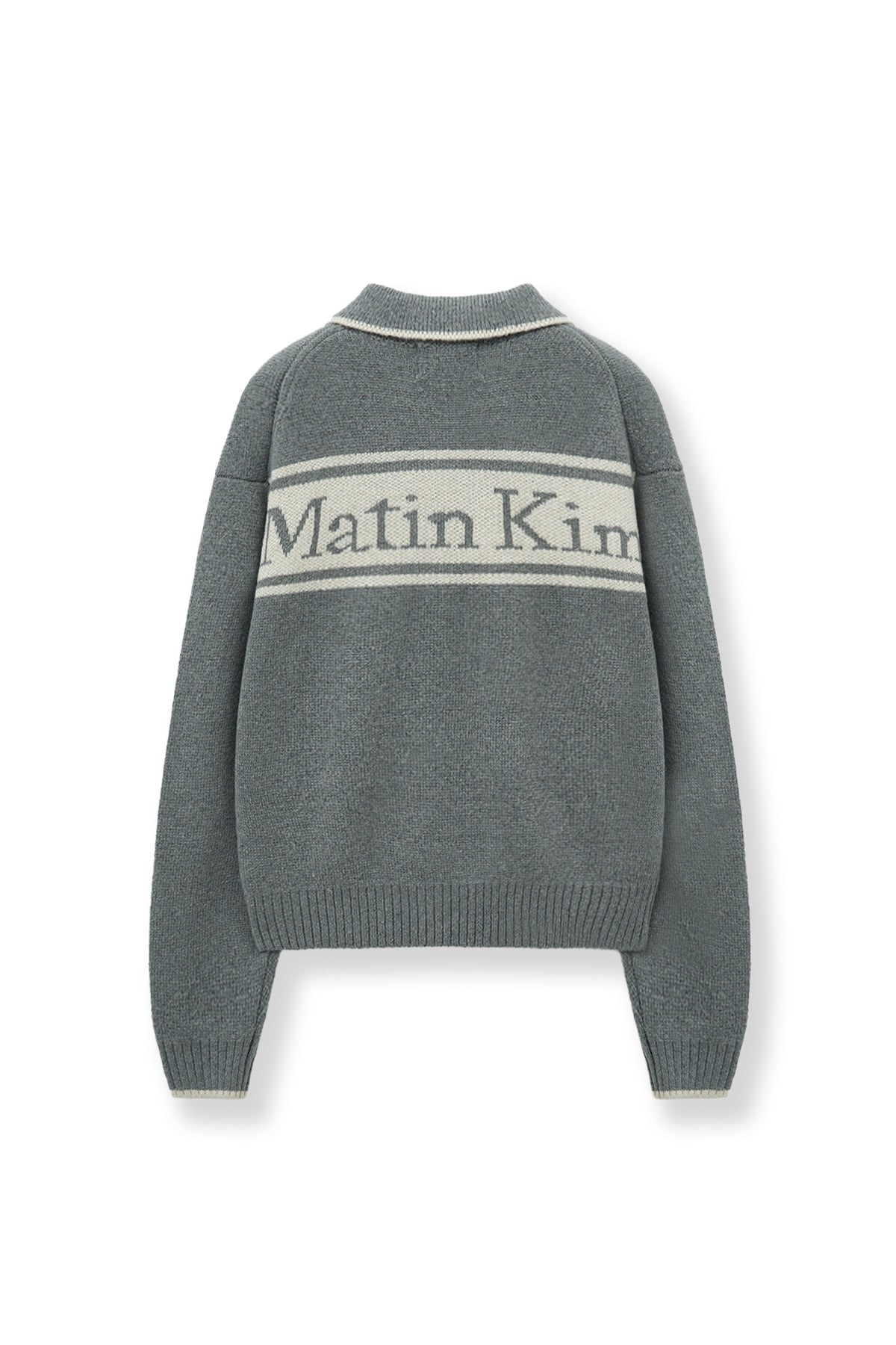 Matin Kim - Back Logo Collar Knit Top (Grey) product image 3 | TRAB K-Fashion Australia