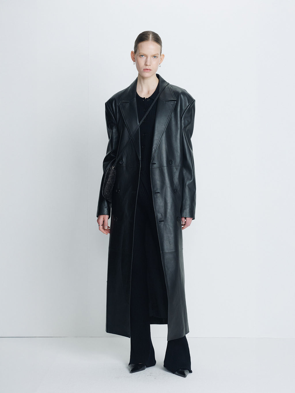 Tonywack - Nappa Leather Double-Breasted Coat (Black) product image 1 | TRAB K-Fashion Australia