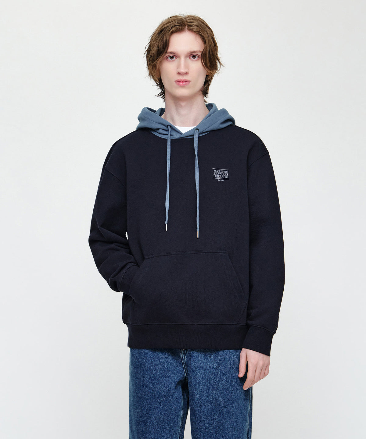 Marithe & Francois Girbaud - Small Classic Logo Embroidery Hoodie (Navy) product image 1 | TRAB K-Fashion Australia