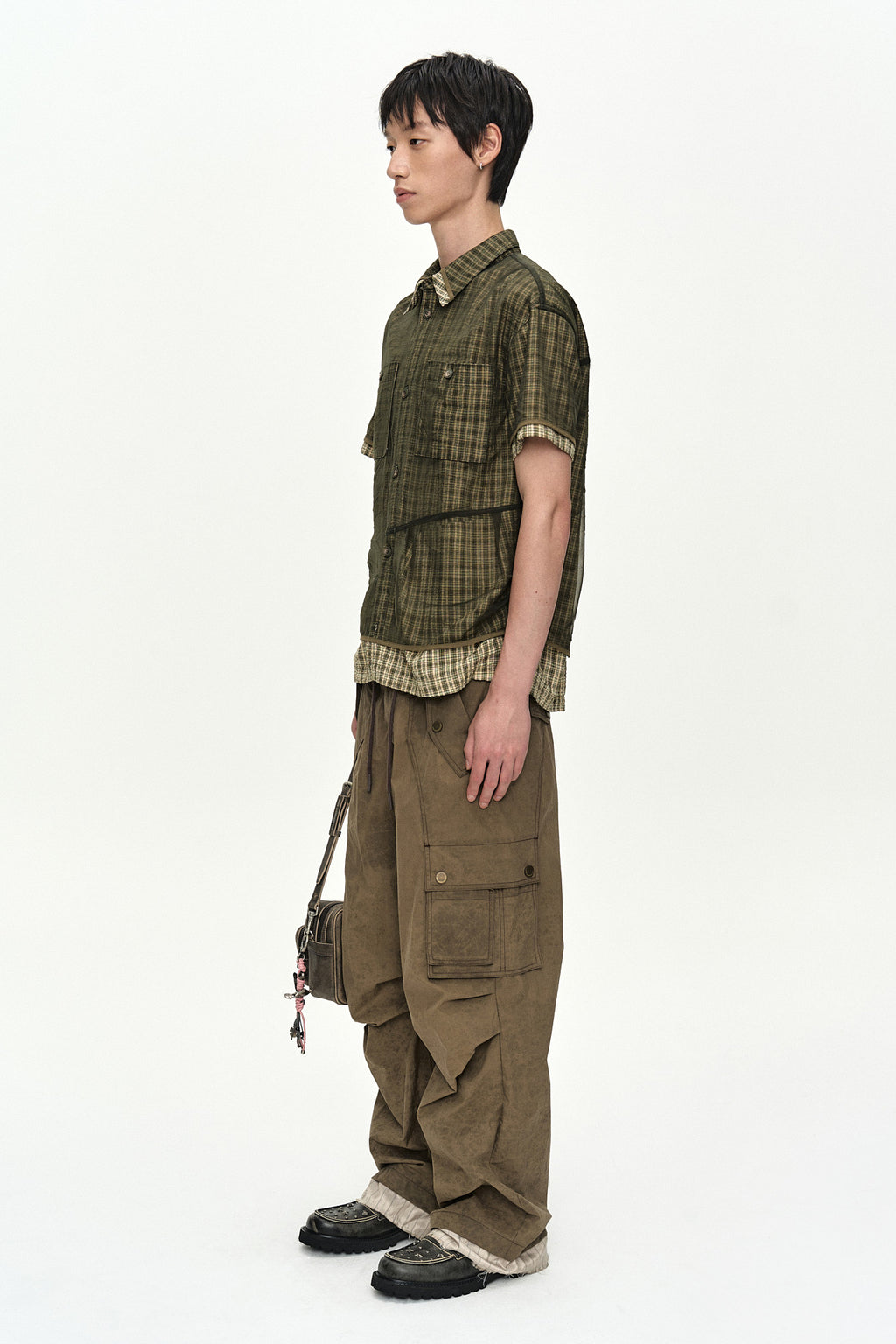 Andersson Bell - Check Sheer Layered Shirt (Green) product image 3 | TRAB K-Fashion Australia
