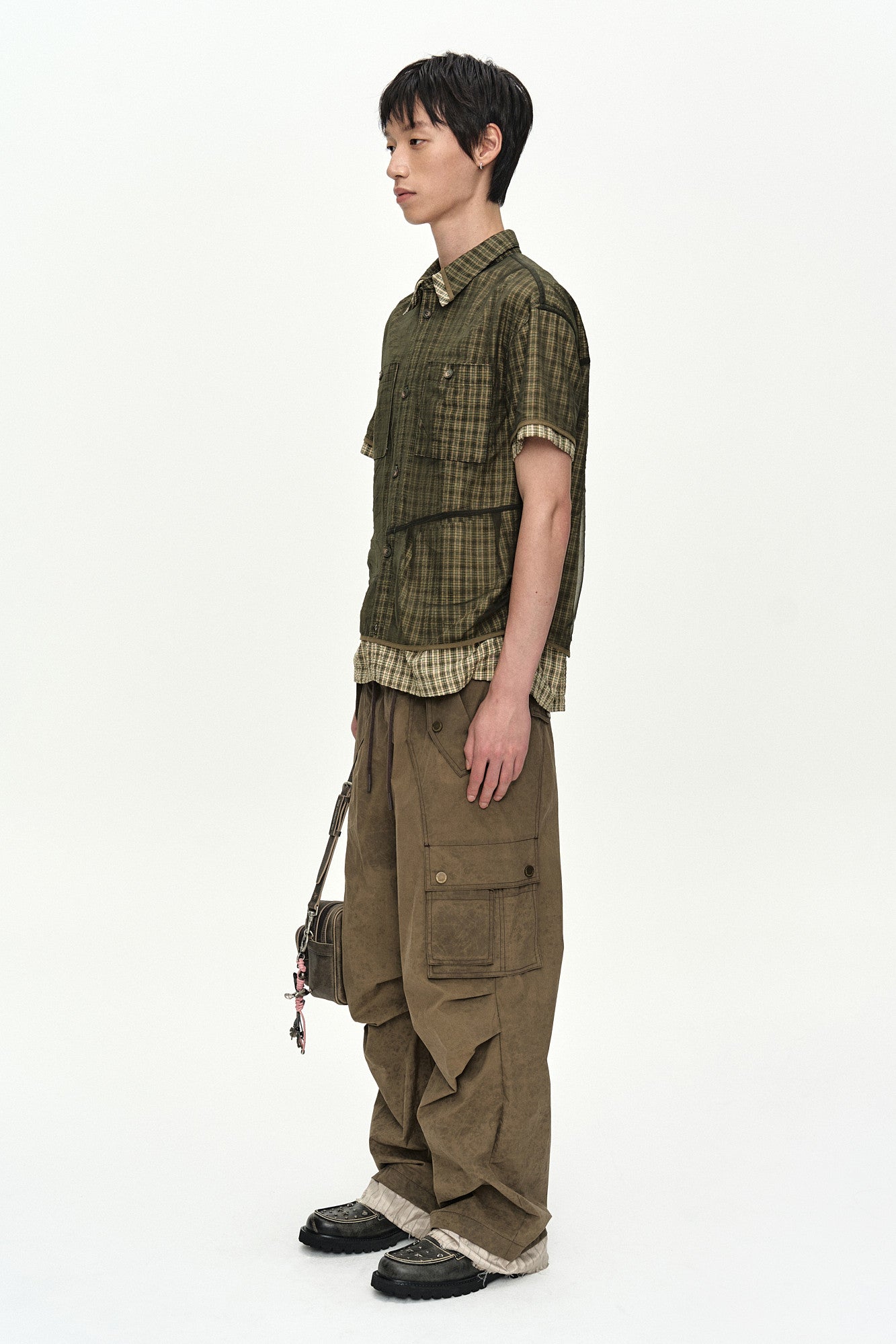 Andersson Bell - Check Sheer Layered Shirt (Green) product image 3 | TRAB K-Fashion Australia
