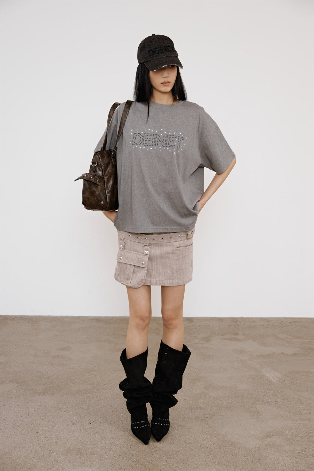 Deinet - Belted Tunnel Skirt (Beige) product image 4 | TRAB K-Fashion Australia