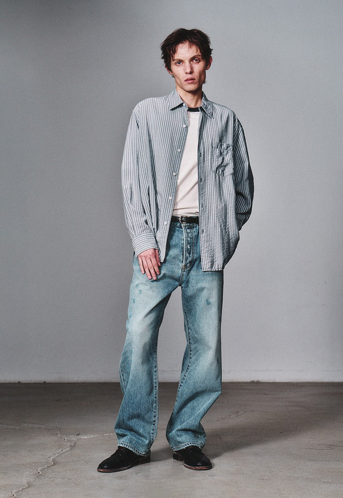 Art if acts - Wrinkle Rayon Shirt (Grey/Liberty Blue) product image 1 | TRAB K-Fashion Australia