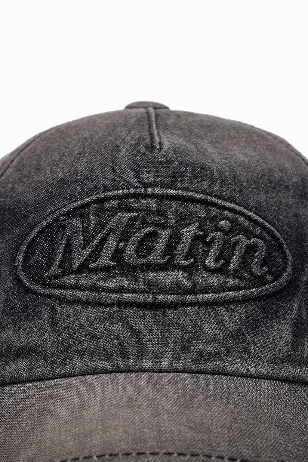 Matin Kim - Embossed Logo Denim Ball Cap (Black) product image 4 | TRAB K-Fashion Australia