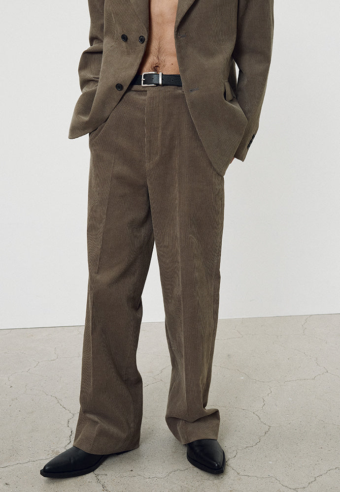 Tonywack - Corduroy Wide-Leg Tailored Trousers (Taupe) product image 4 | TRAB K-Fashion Australia